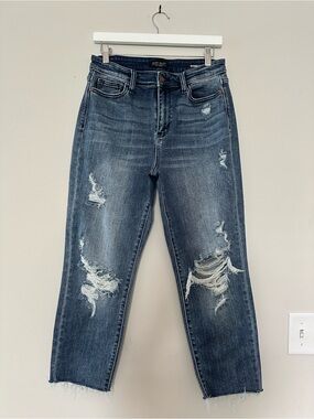 Judy Blue Boyfriend Fit Distressed High-Rise Women’s Jeans